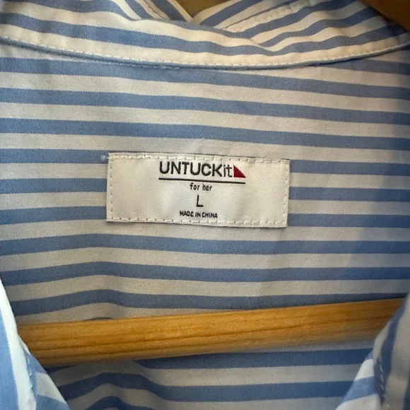UNTUCKit Light Blue and White Striped Shirt Dress - Picture 2 of 7